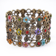 Damen Armreif gold mit Uhr und Applikationen